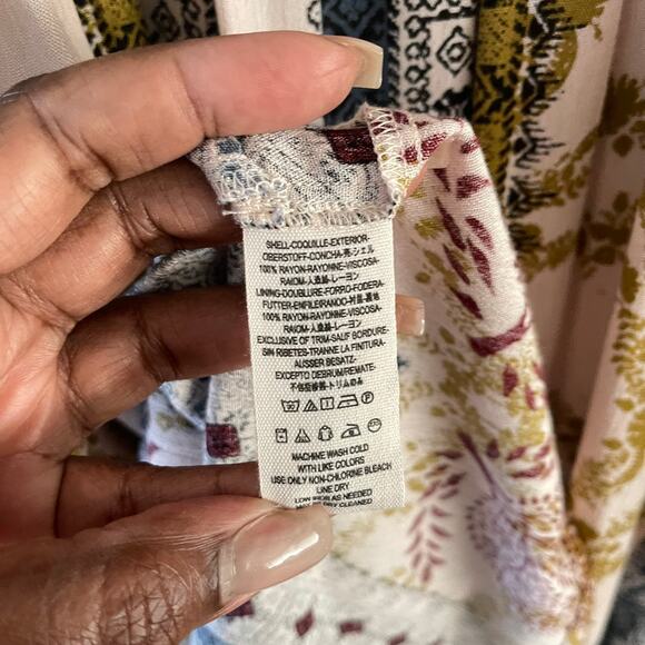 Free People Portobello Road Mini Dress Womens XS Blue Boho Chic Casual Feminine - Picture 8 of 9